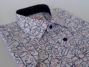 koszula biało-granatowa slim