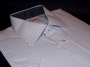 koszula męska biała w prążki slim