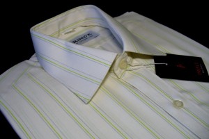 koszula ecru prążki slim