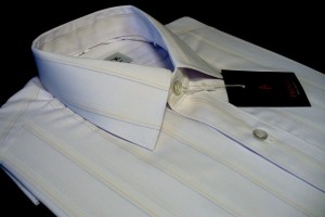 koszula biała prążki slim