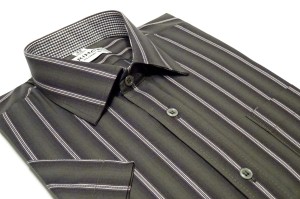Koszula męska szara w prążki slim