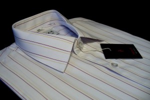 koszula biała prążki slim