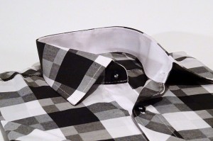 Koszula męska biało-czarna kratka slim